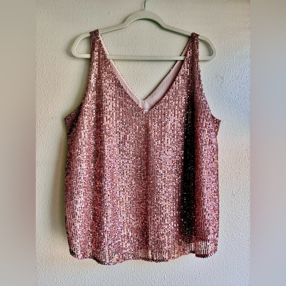 LOFT Shimmering Sequin Camisole - Rose Gold - Picture 1 of 8